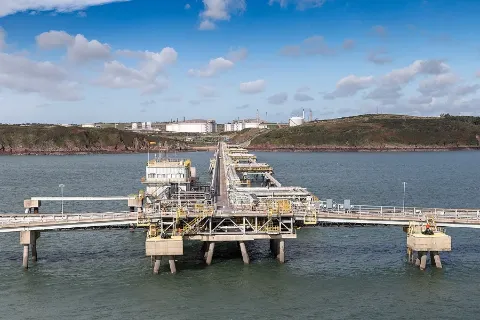 Pipelines on steel trestle leading from tank farm to a sea jetty (representative image)