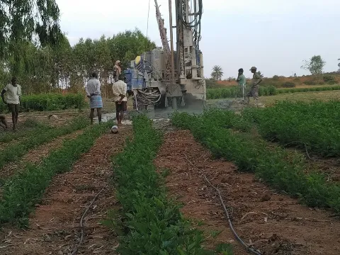 Truck-mounted rotary rig drilling at an Indian site (representative image)