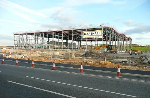 Steel frame factory shed under construction (representative image)